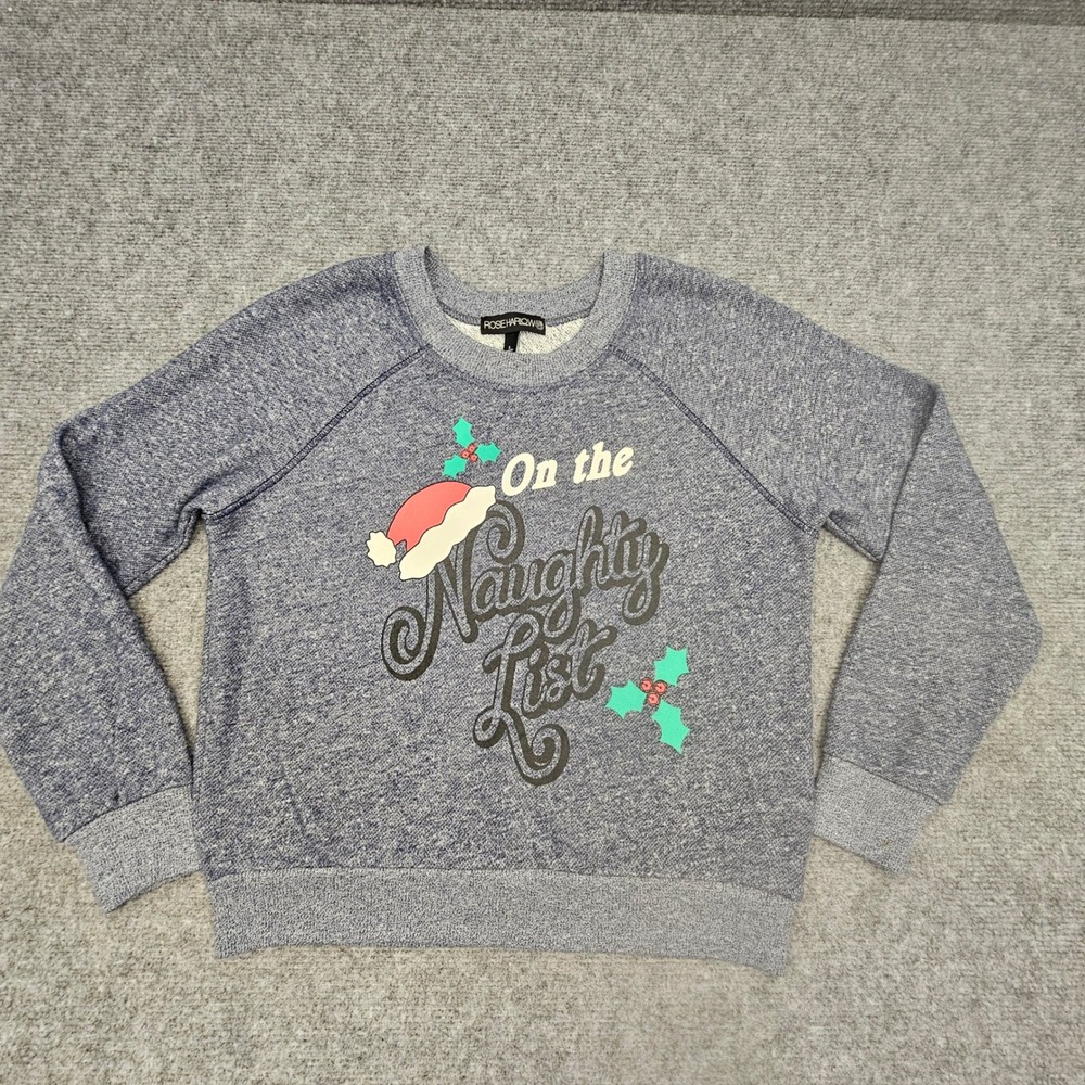Rosie Harlow Sweatshirt Womens Large Blue Christmas Naughty List Retro Holiday L